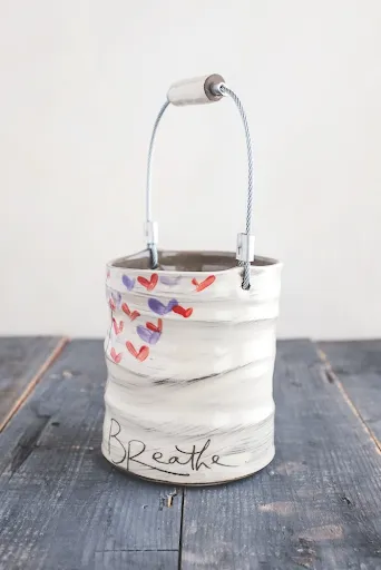 Love Tree Hand Painted Ceramic Small Bucket