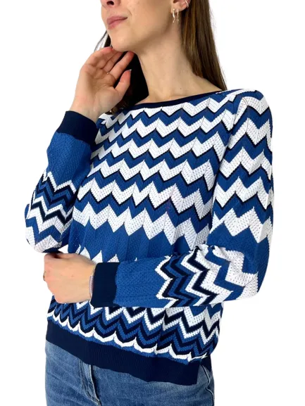 MAGLIA DONNA BIANCA/BLU