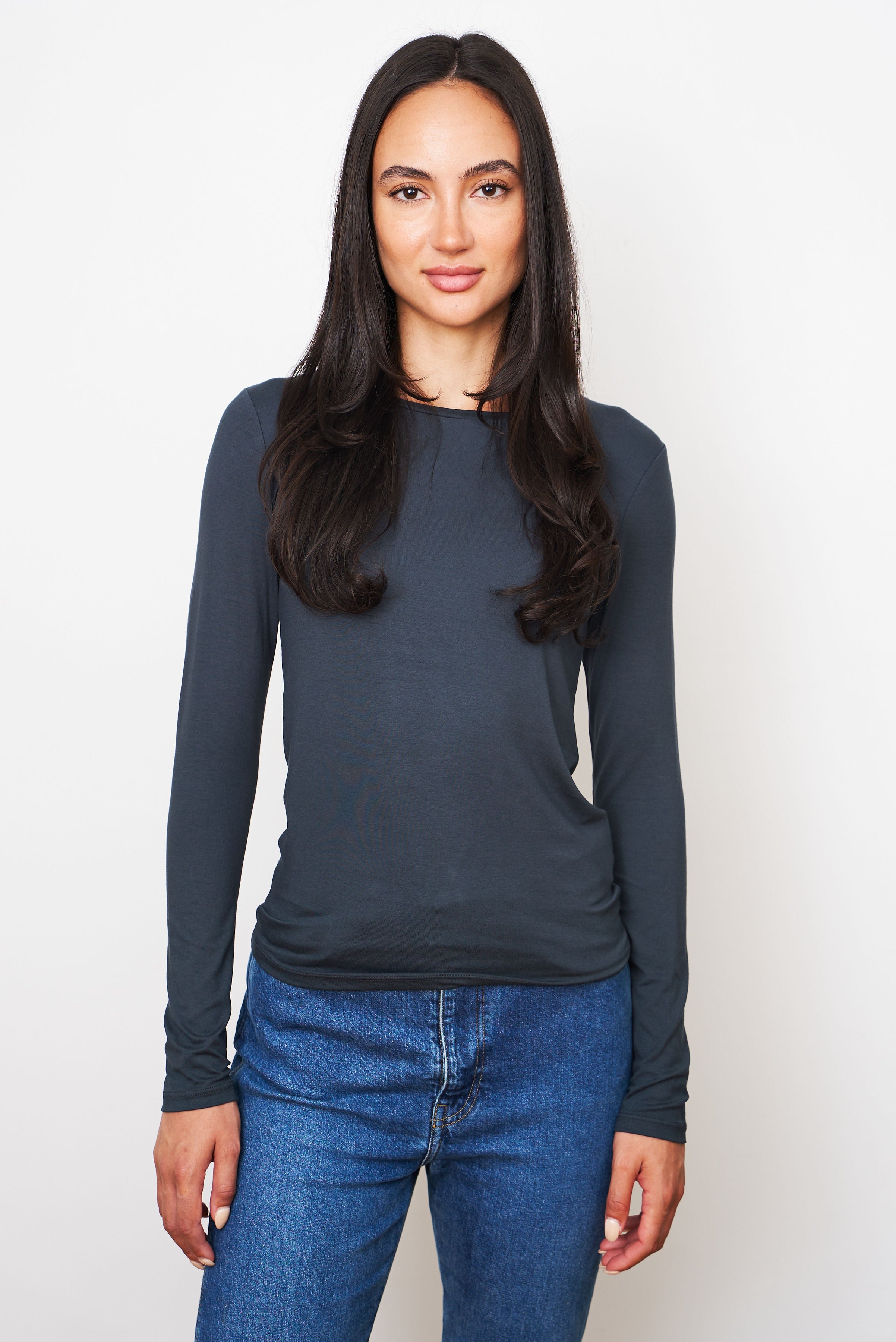 Majestic Soft Touch Long Sleeve Crewneck in Crepuscule