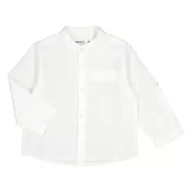 Mayoral Baby White Long Sleeve Mandarin Linen Shirt_ 1115-10