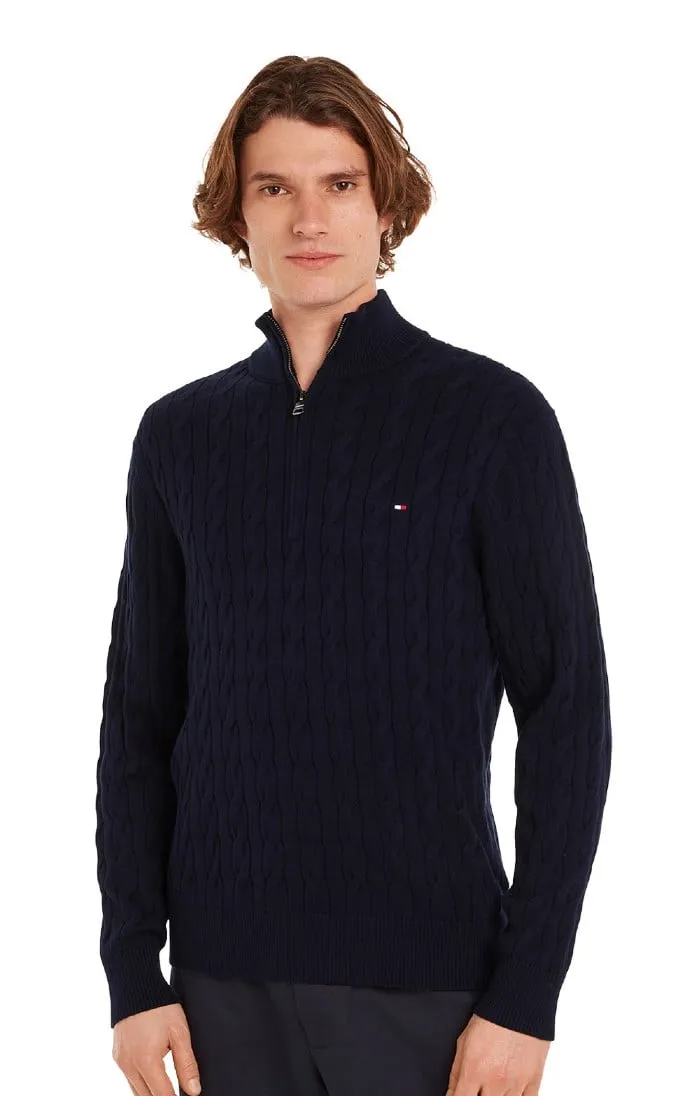 Men's Tommy Hilfiger Cable Knit Half-Zip Jumper