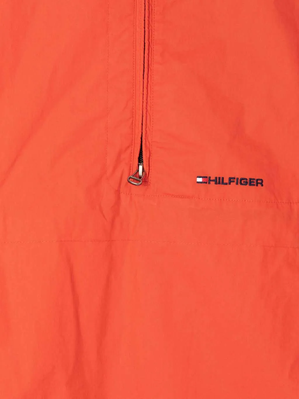 Mens Tommy Hilfiger jacket in orangey red with hood and quarter zip – XL / 2XL