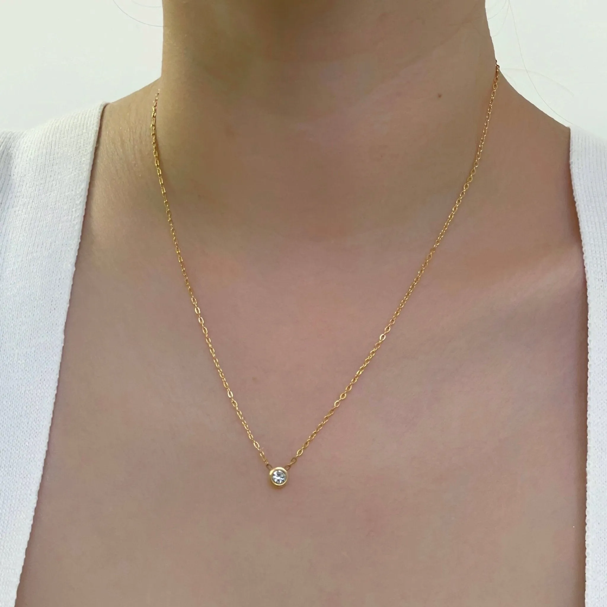 Minimal Zirconia Necklace - Gold