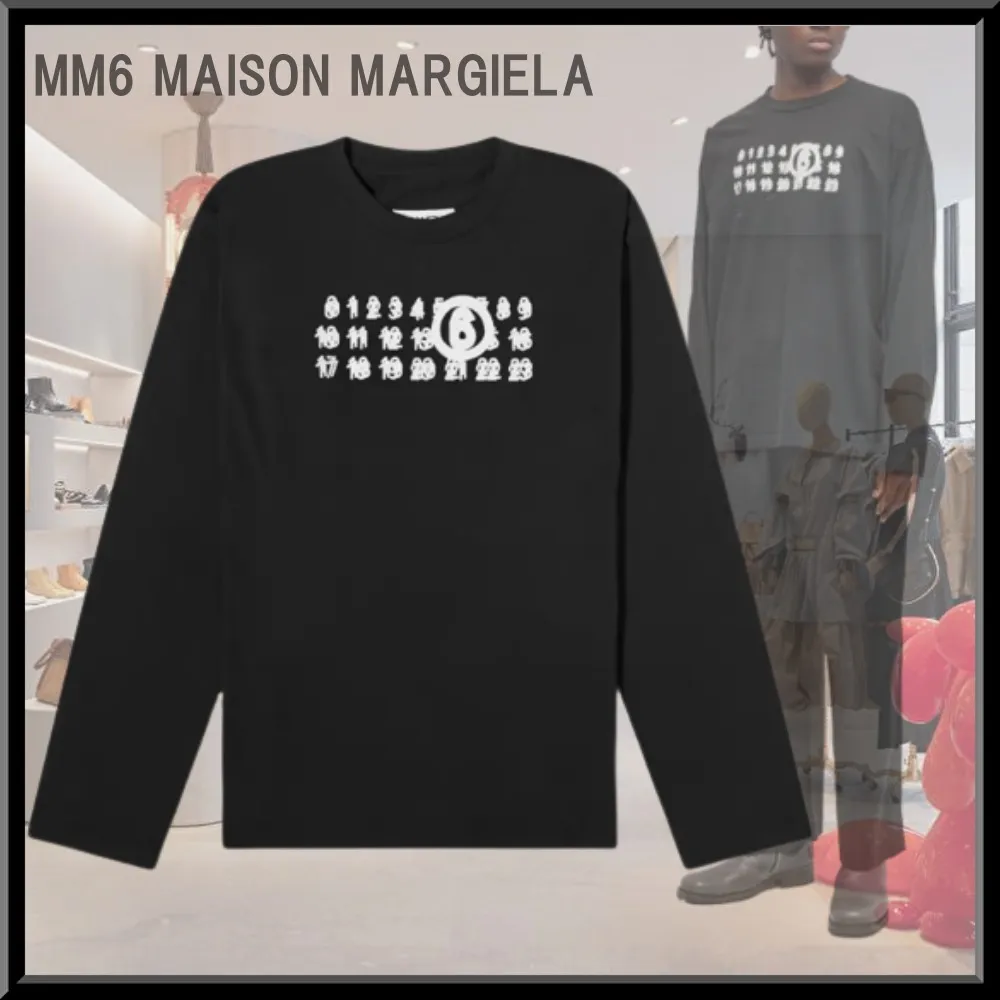 MM6 Maison Margiela  |Crew Neck Unisex Street Style Long Sleeves Cotton Oversized