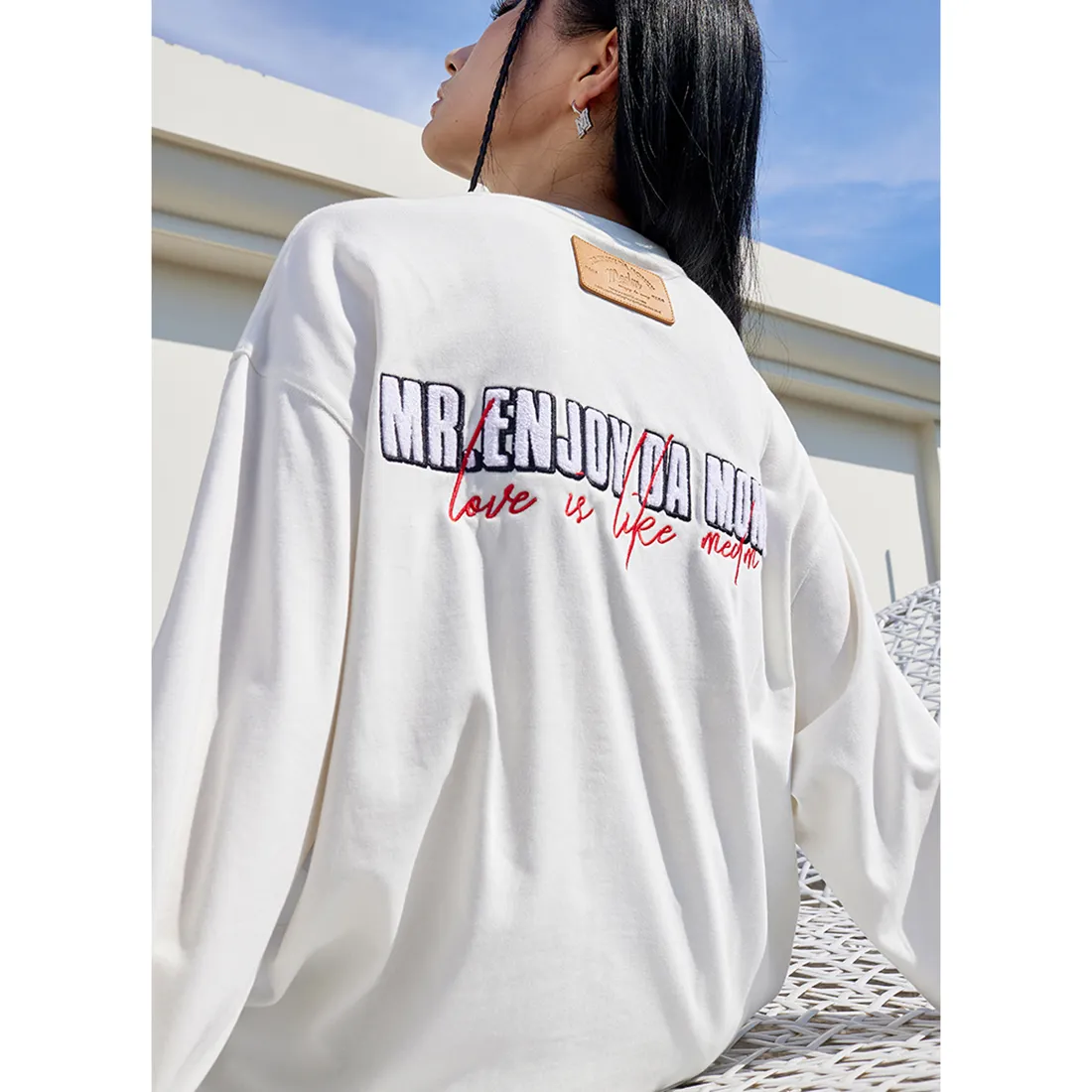 MR. ENJOY DA MONEY  |Crew Neck Flower Patterns Unisex Street Style Long Sleeves