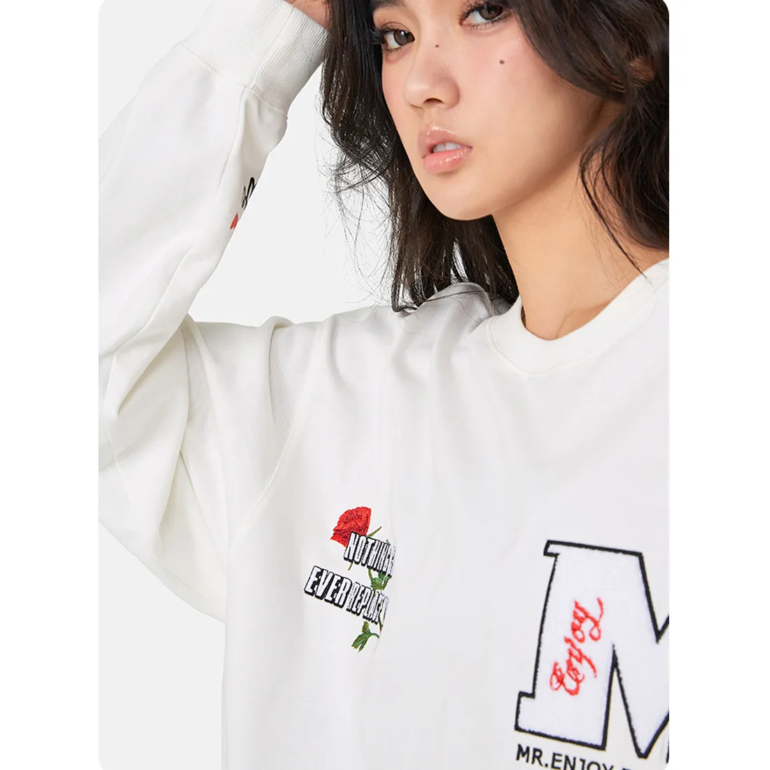 MR. ENJOY DA MONEY  |Crew Neck Flower Patterns Unisex Street Style Long Sleeves