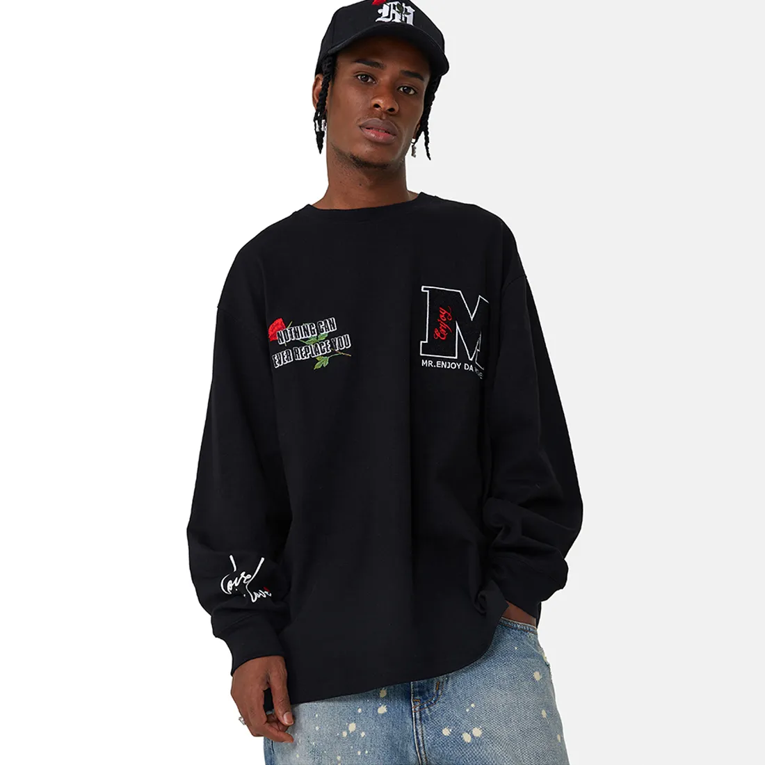 MR. ENJOY DA MONEY  |Crew Neck Flower Patterns Unisex Street Style Long Sleeves