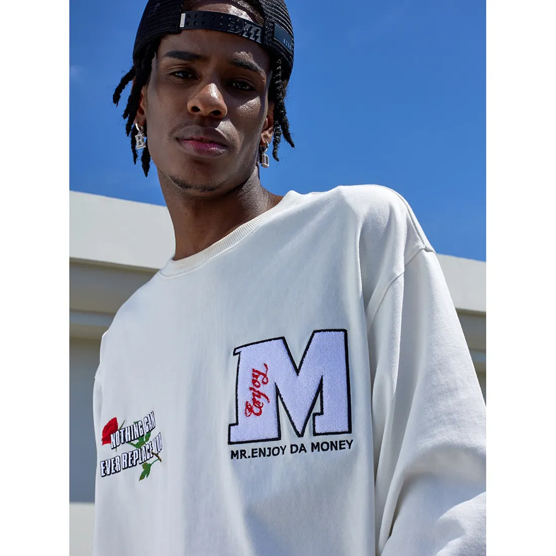 MR. ENJOY DA MONEY  |Crew Neck Flower Patterns Unisex Street Style Long Sleeves