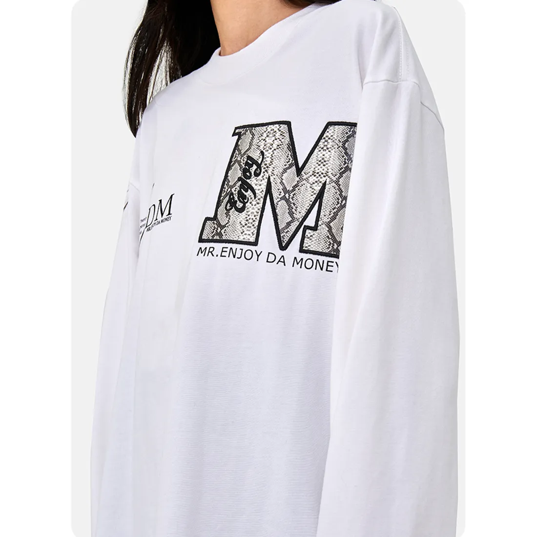 MR. ENJOY DA MONEY  |Crew Neck Unisex Street Style Long Sleeves Cotton Python