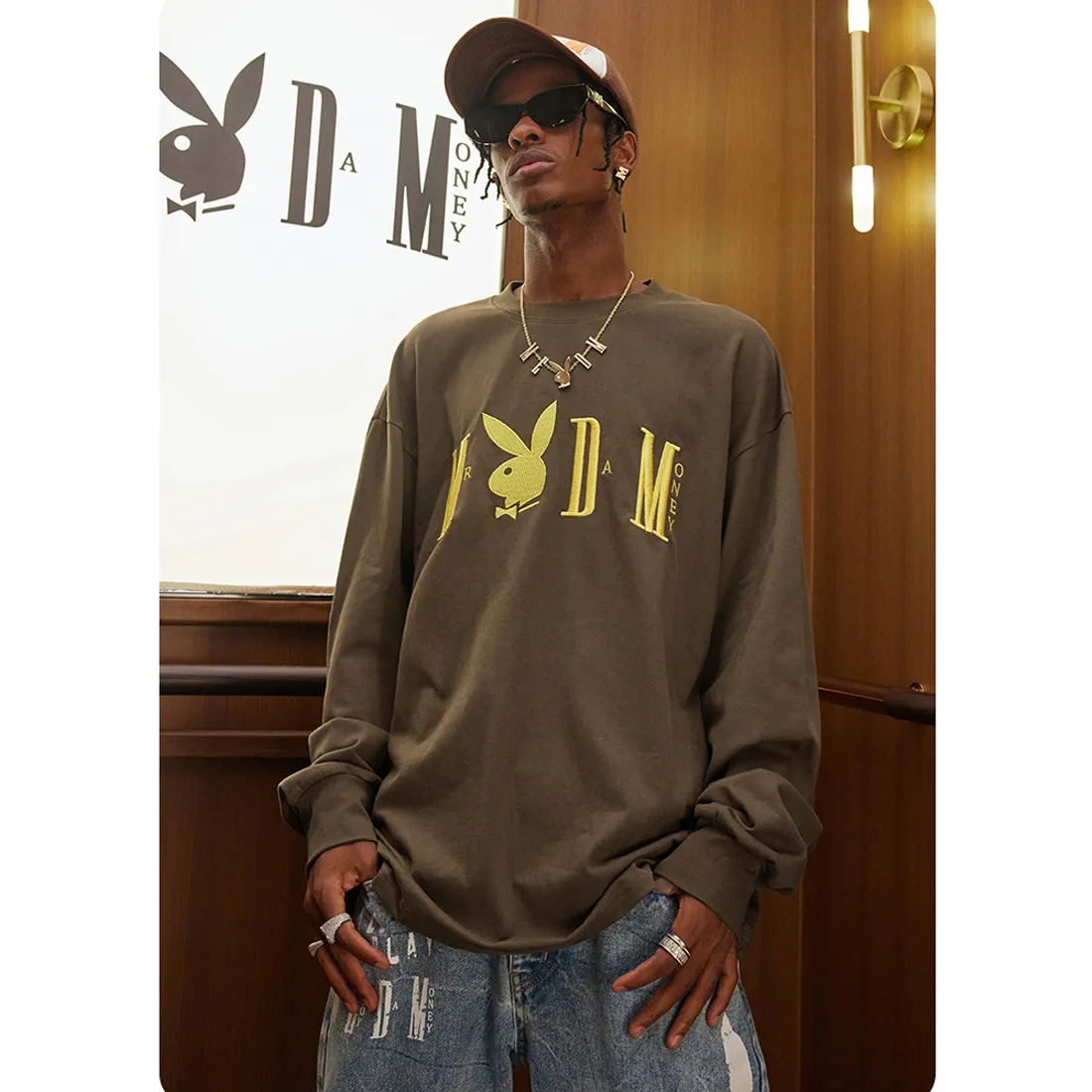 MR. ENJOY DA MONEY  |Crew Neck Unisex Street Style Long Sleeves Cotton