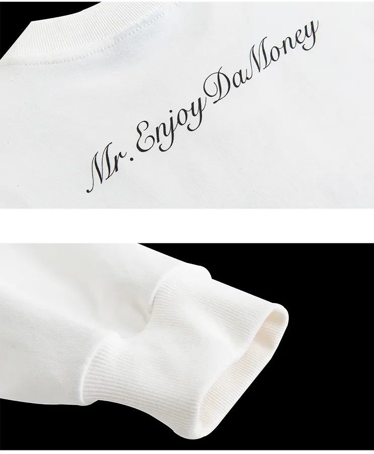 MR. ENJOY DA MONEY  |Unisex Street Style U-Neck Long Sleeves Cotton