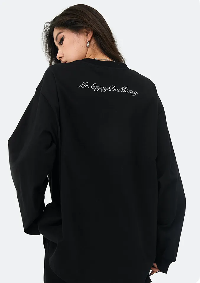 MR. ENJOY DA MONEY  |Unisex Street Style U-Neck Long Sleeves Cotton