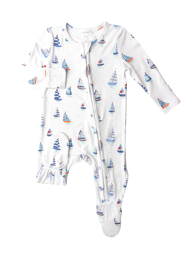 Nautical boats zipper footie