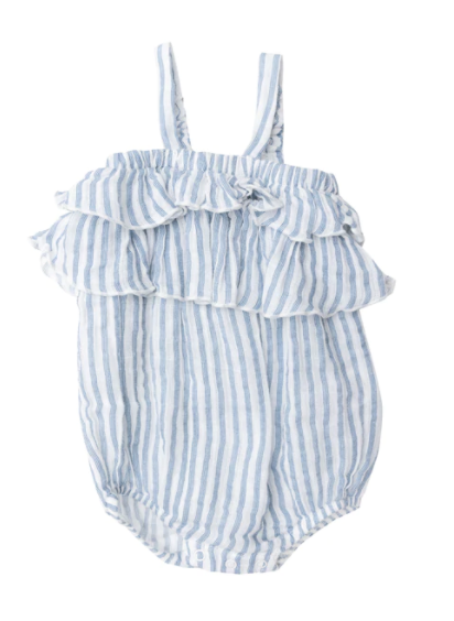 Nautical ticking stripe ruffle bubble