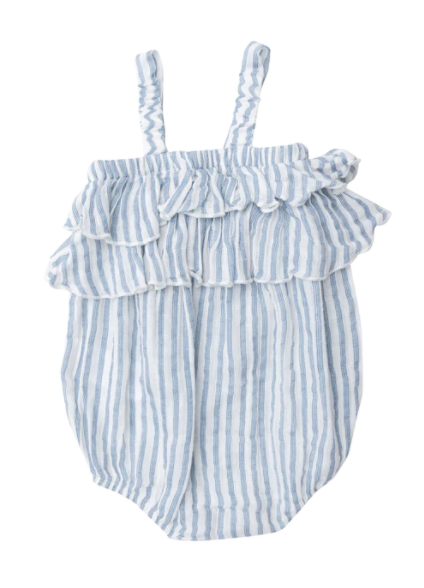 Nautical ticking stripe ruffle bubble