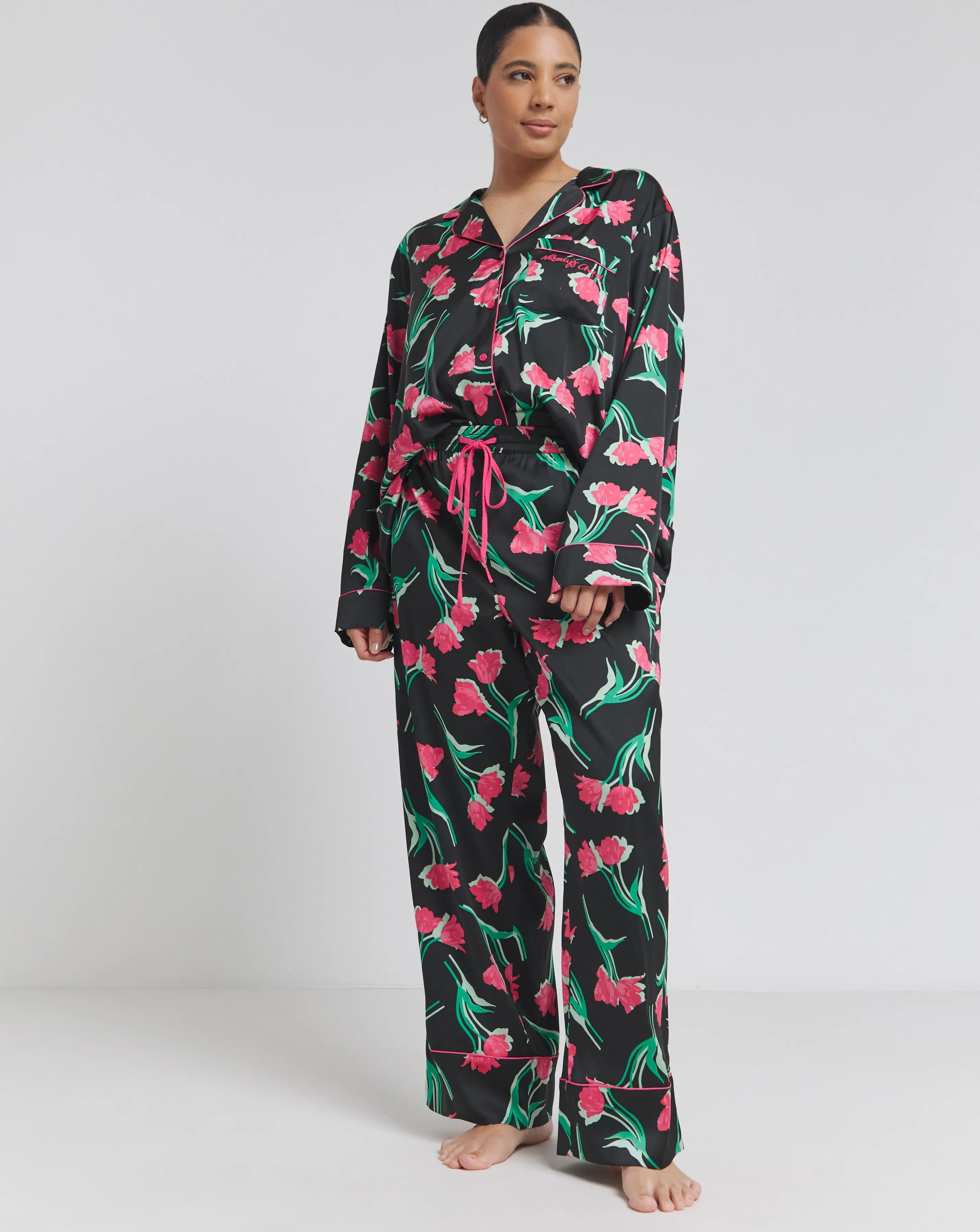 Nobodys Child Satin Revere Long Sleeve PJ Set | Simply Be