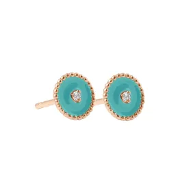 North Star, diamond Turquoise Green resin earrings, Rose Gold