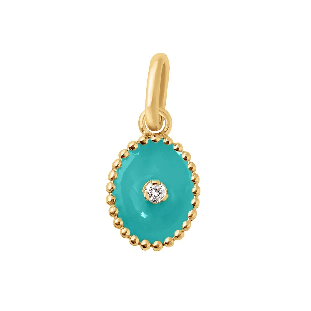 North Star Turquoise Green resin pendant, Yellow Gold