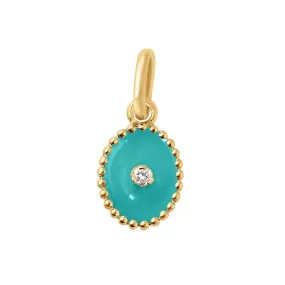 North Star Turquoise Green resin pendant, Yellow Gold