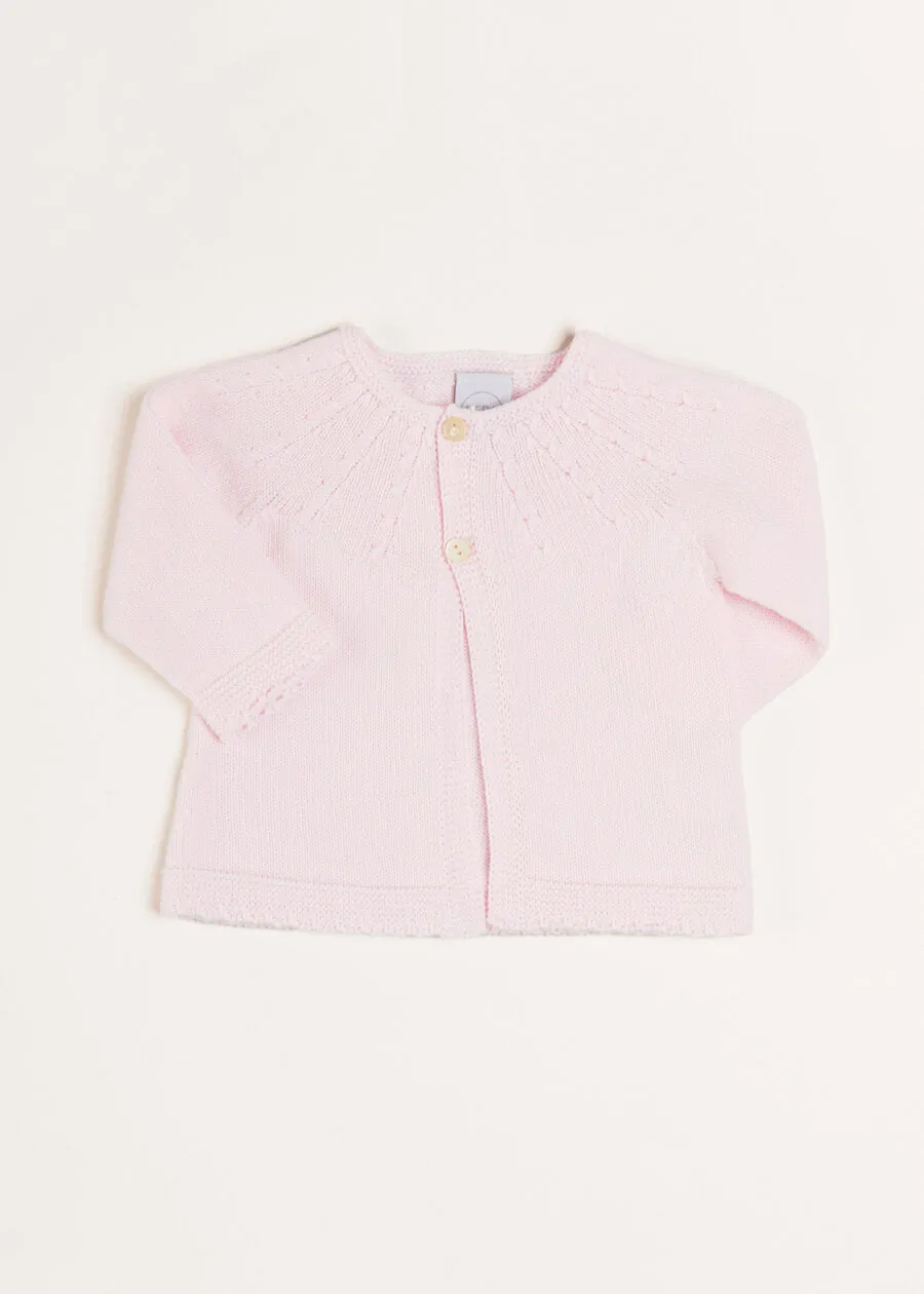 Openwork Detail Baby Cardigan in Pink (1-6mths)