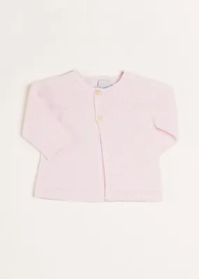 Openwork Detail Baby Cardigan in Pink (1-6mths)