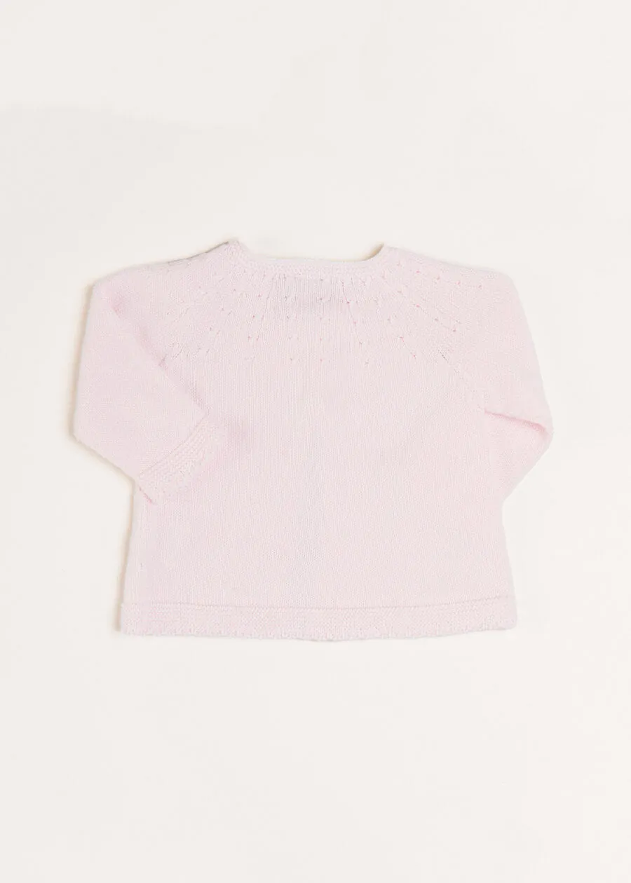 Openwork Detail Baby Cardigan in Pink (1-6mths)