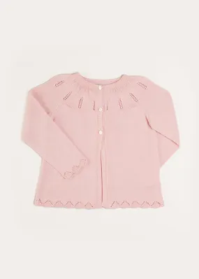 Openwork Detail Light Cardigan in Pink (6mths-10yrs)