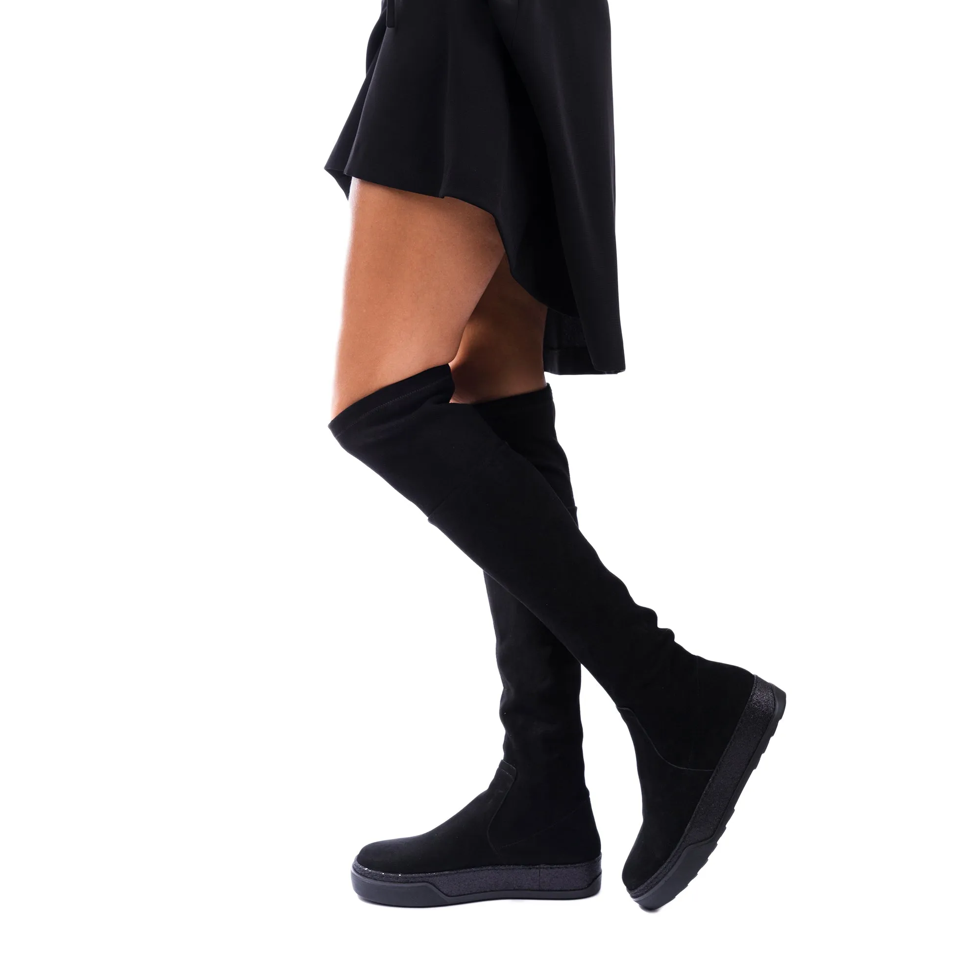 Over-the-knee Boot Stretch Camoscio Black