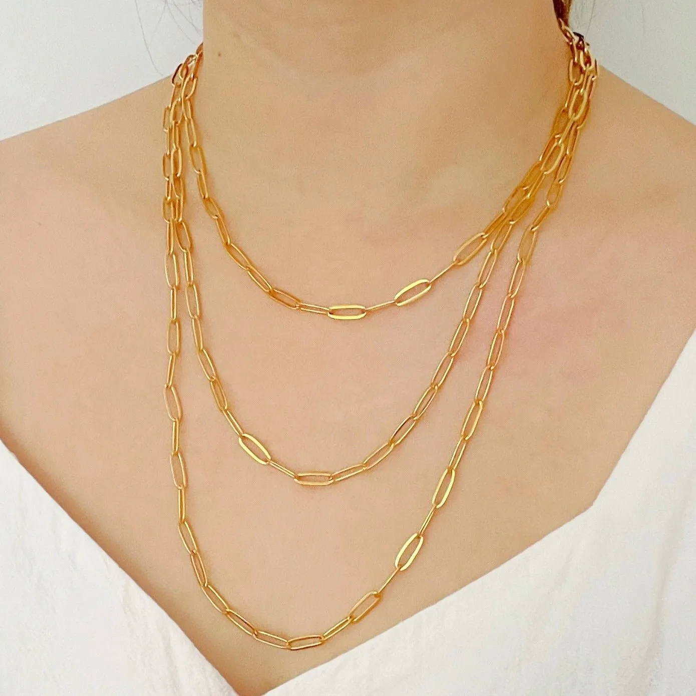 Paperclip Chain Necklace Gold