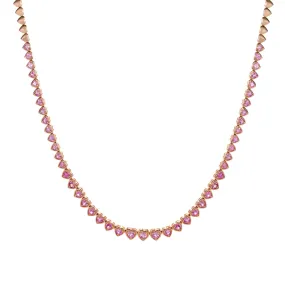 Penelope Pink Sapphire Heart Necklace