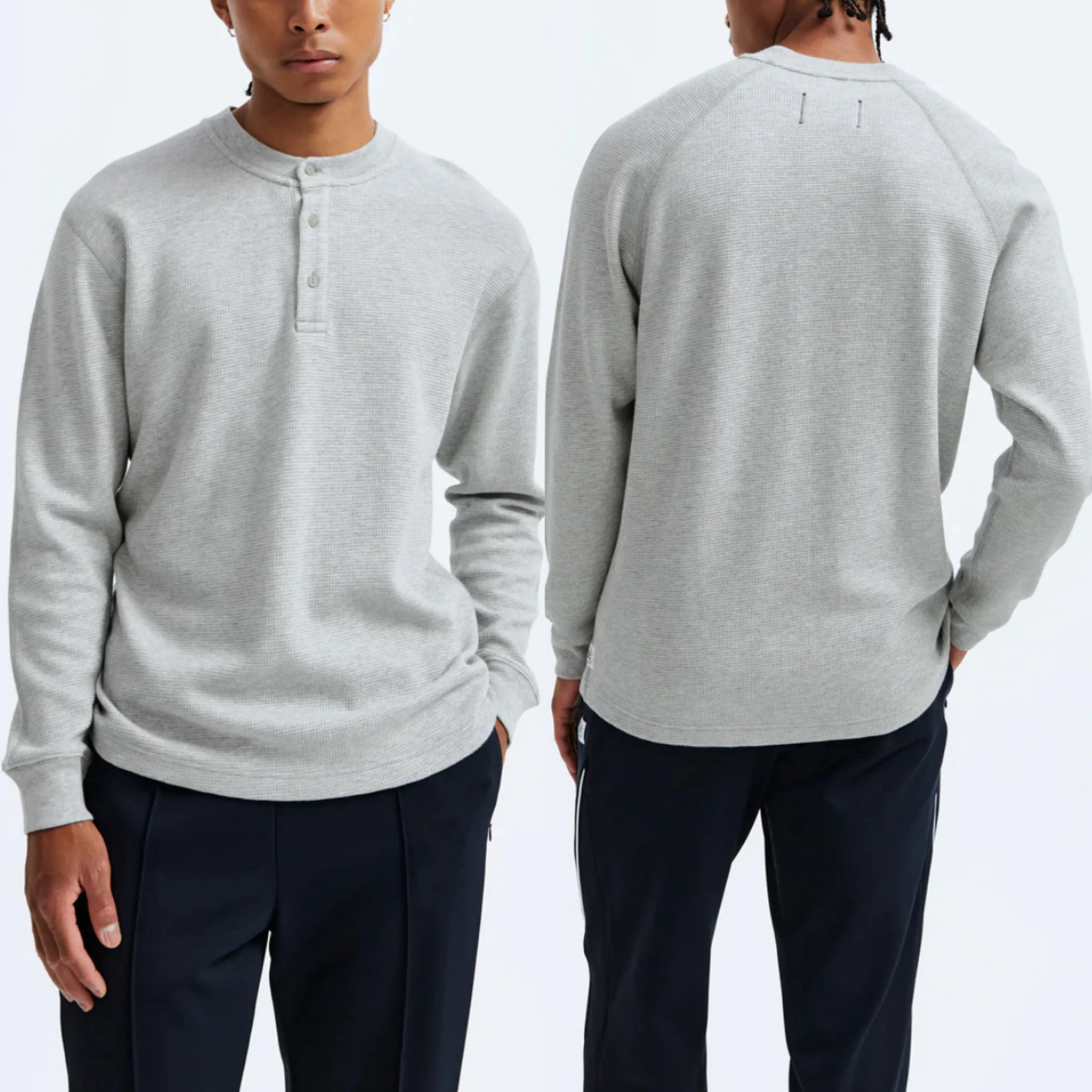 REIGNING CHAMP  |Unisex Blended Fabrics Henry Neck Street Style Long Sleeves