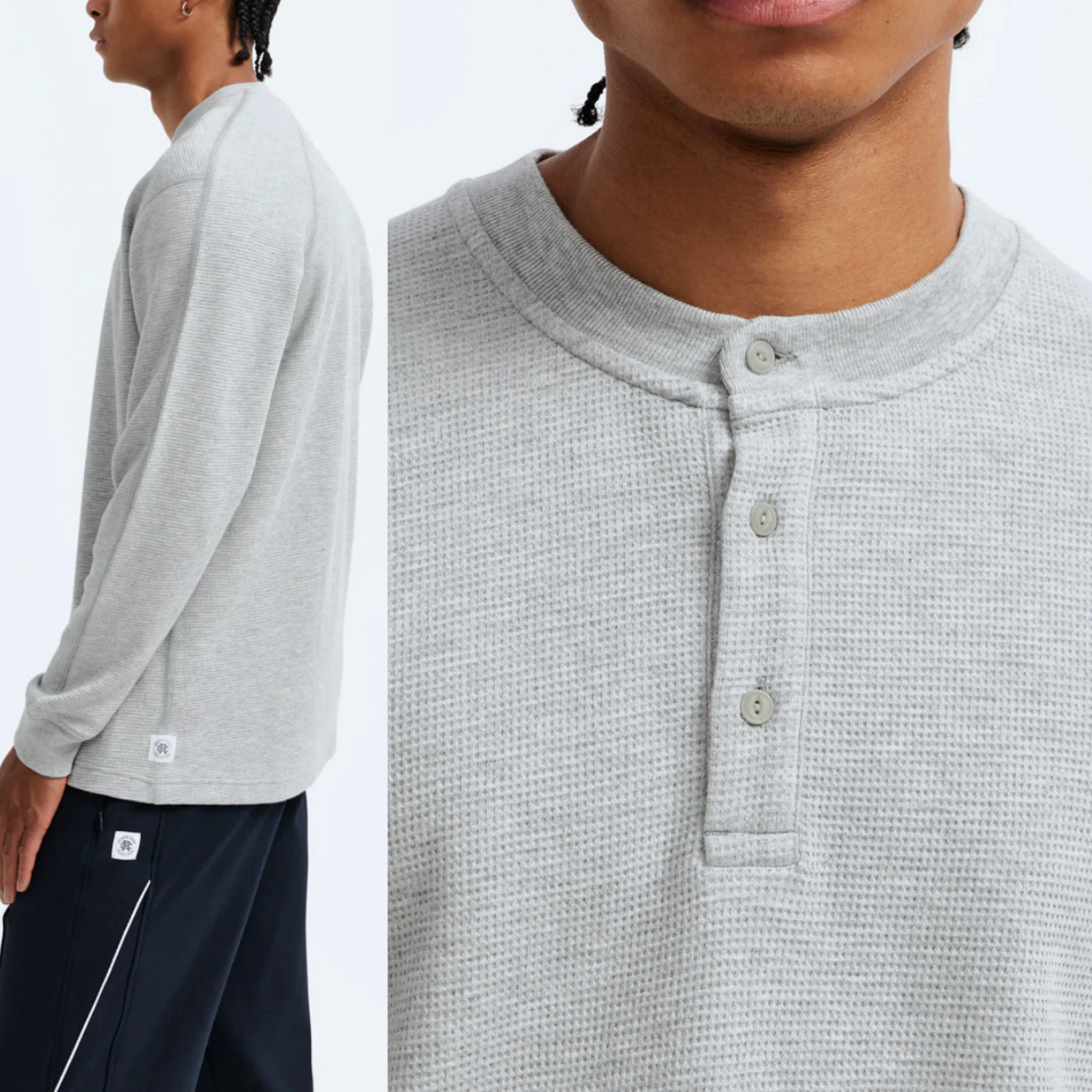 REIGNING CHAMP  |Unisex Blended Fabrics Henry Neck Street Style Long Sleeves