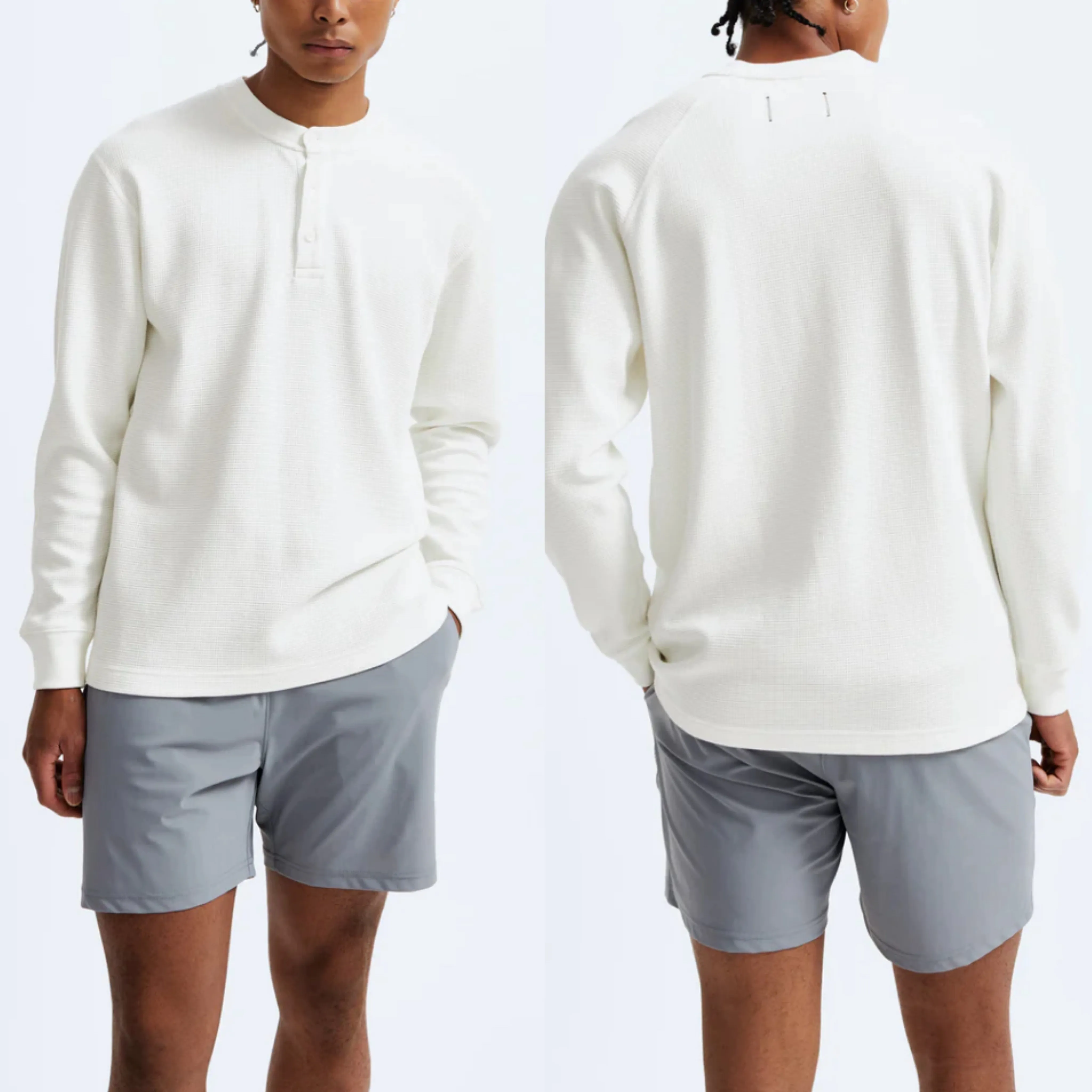 REIGNING CHAMP  |Unisex Blended Fabrics Henry Neck Street Style Long Sleeves