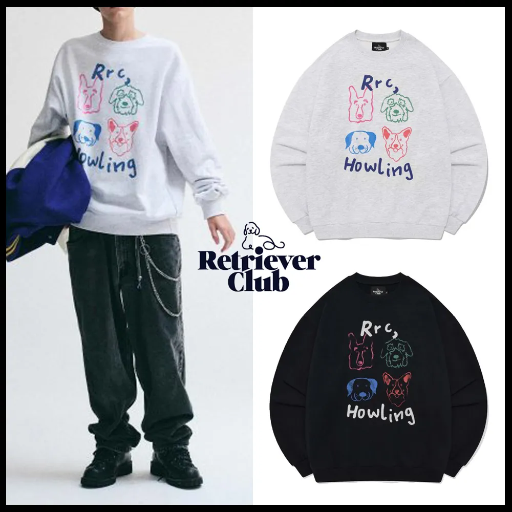 Retriever Club  |Crew Neck Unisex Blended Fabrics Street Style Long Sleeves