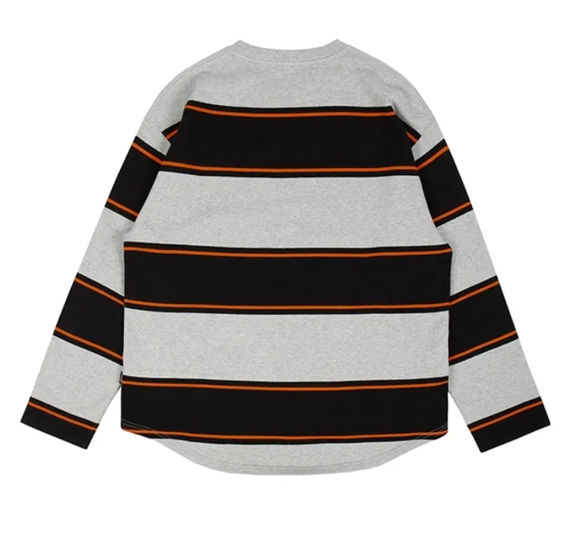 ROMANTIC CROWN  |Crew Neck Stripes Unisex Street Style U-Neck Long Sleeves