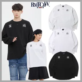 ROMANTIC CROWN  |Unisex Street Style Boat Neck Long Sleeves Plain Cotton