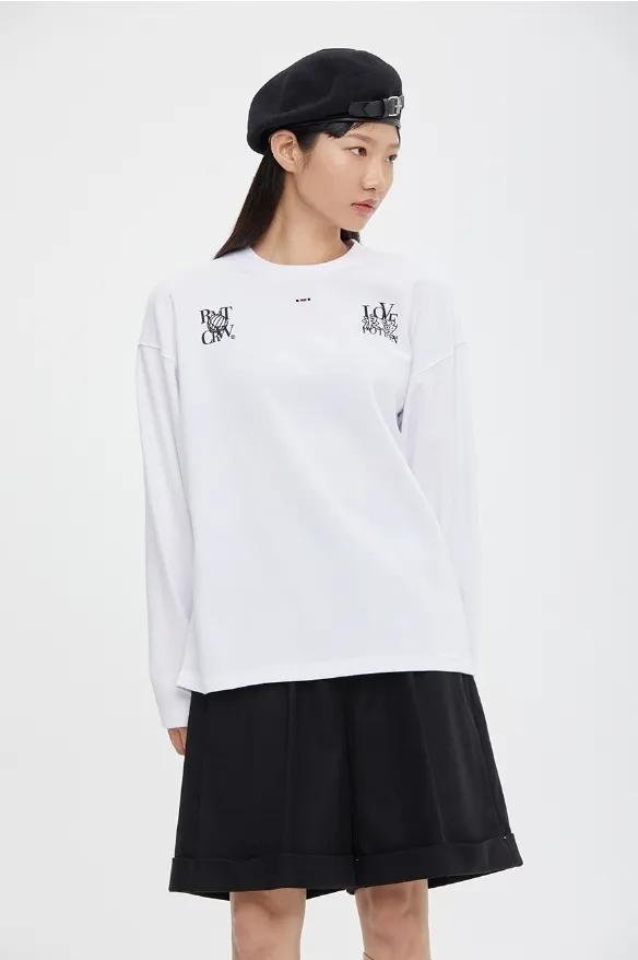 ROMANTIC CROWN  |Unisex Street Style Boat Neck Long Sleeves Plain Cotton