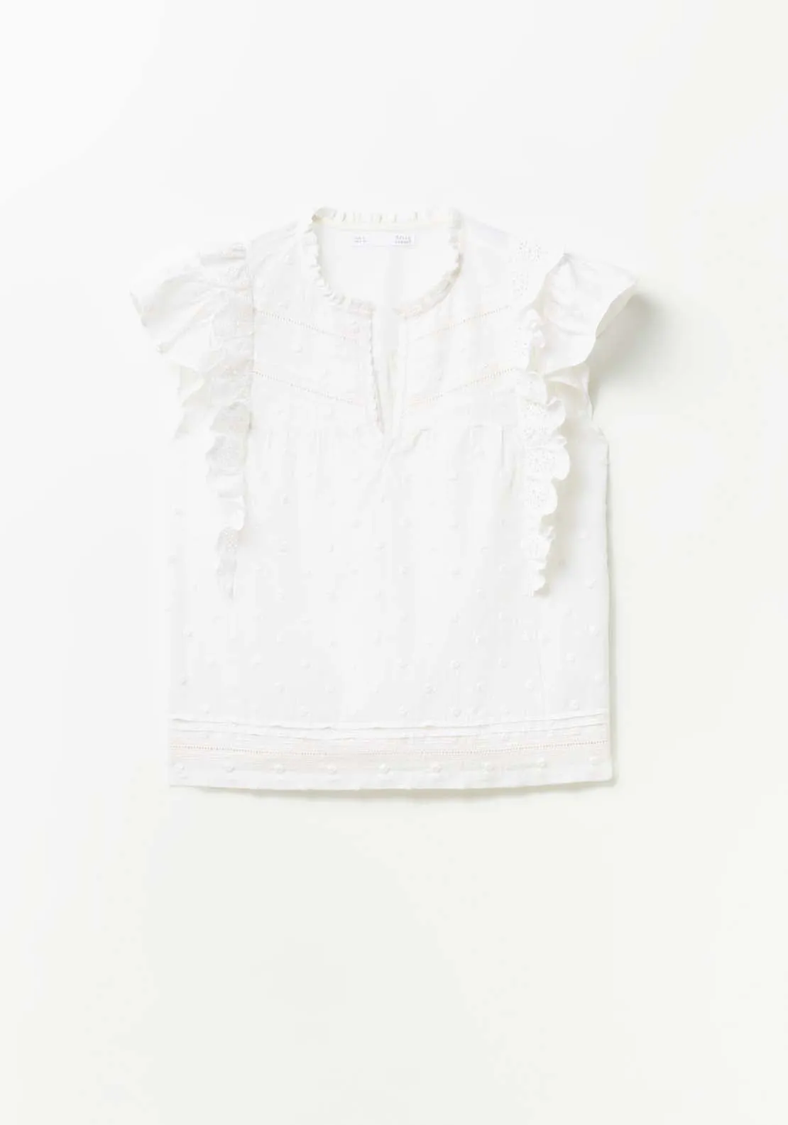 Ruffled plumetis blouse - White