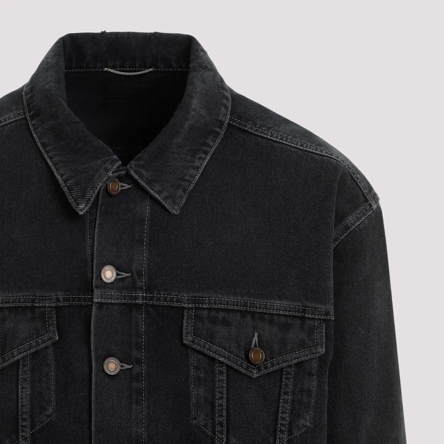 SAINT LAURENT Men's Black Egg Shaped Denim Jacket for SS24