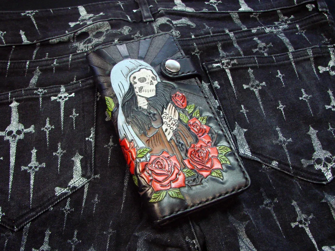 Santa Muerte biker style Long Wallet