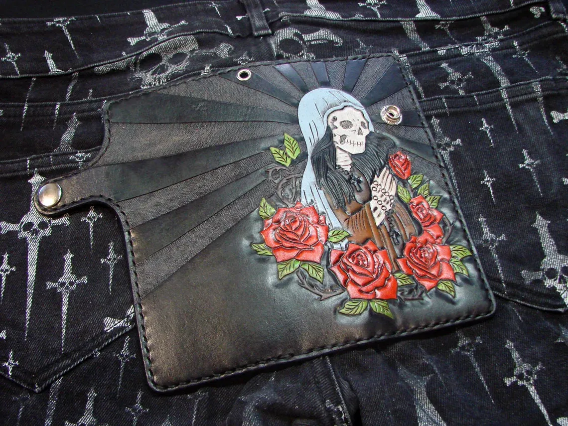 Santa Muerte biker style Long Wallet