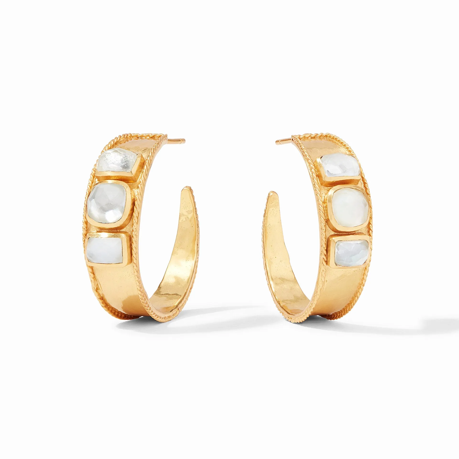 Savoy Statement Hoop Earrings Gold Iridescent Clear Crystal By Julie Vos