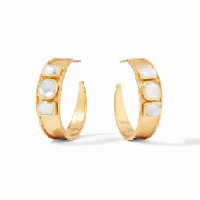 Savoy Statement Hoop Earrings Gold Iridescent Clear Crystal By Julie Vos