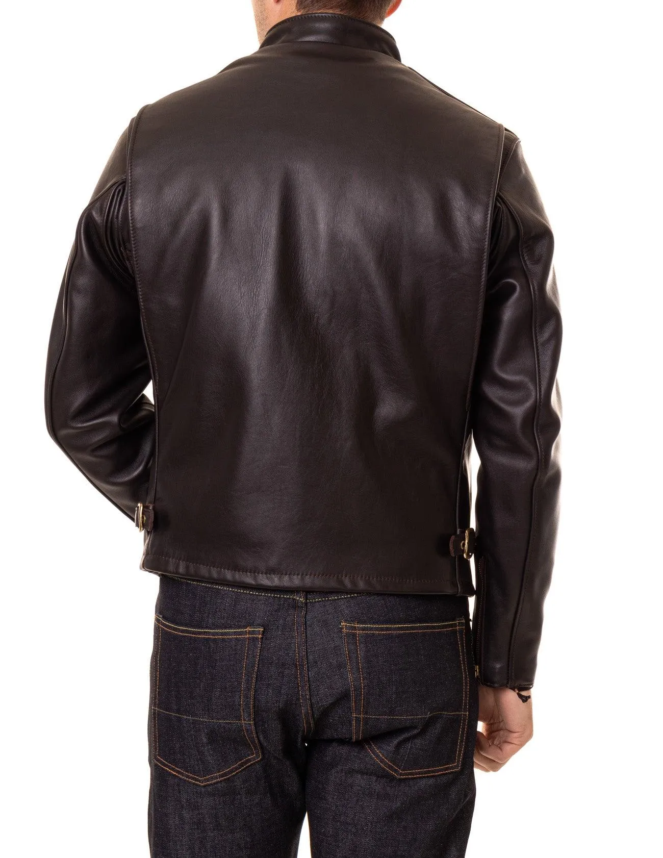 Schott NYC Mens 141 Cafe Racer Leather Motorcycle Jacket