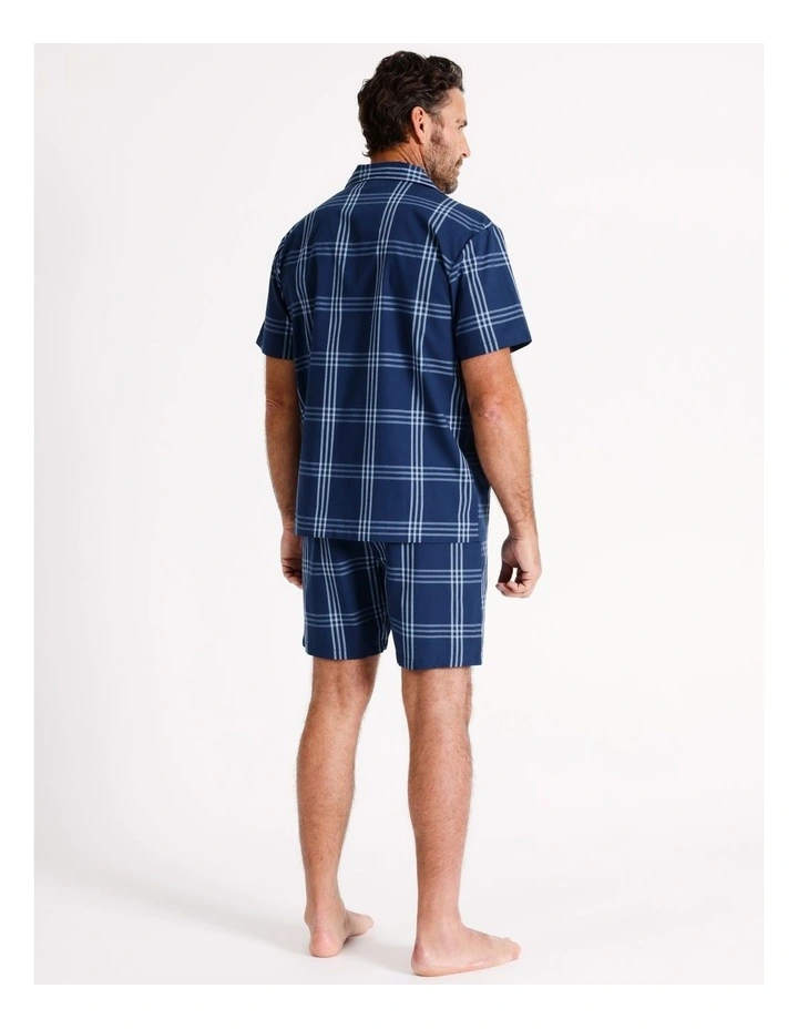 Short Sleeve Soft Wash Poplin PJ Set Summer Grid Check in Navy