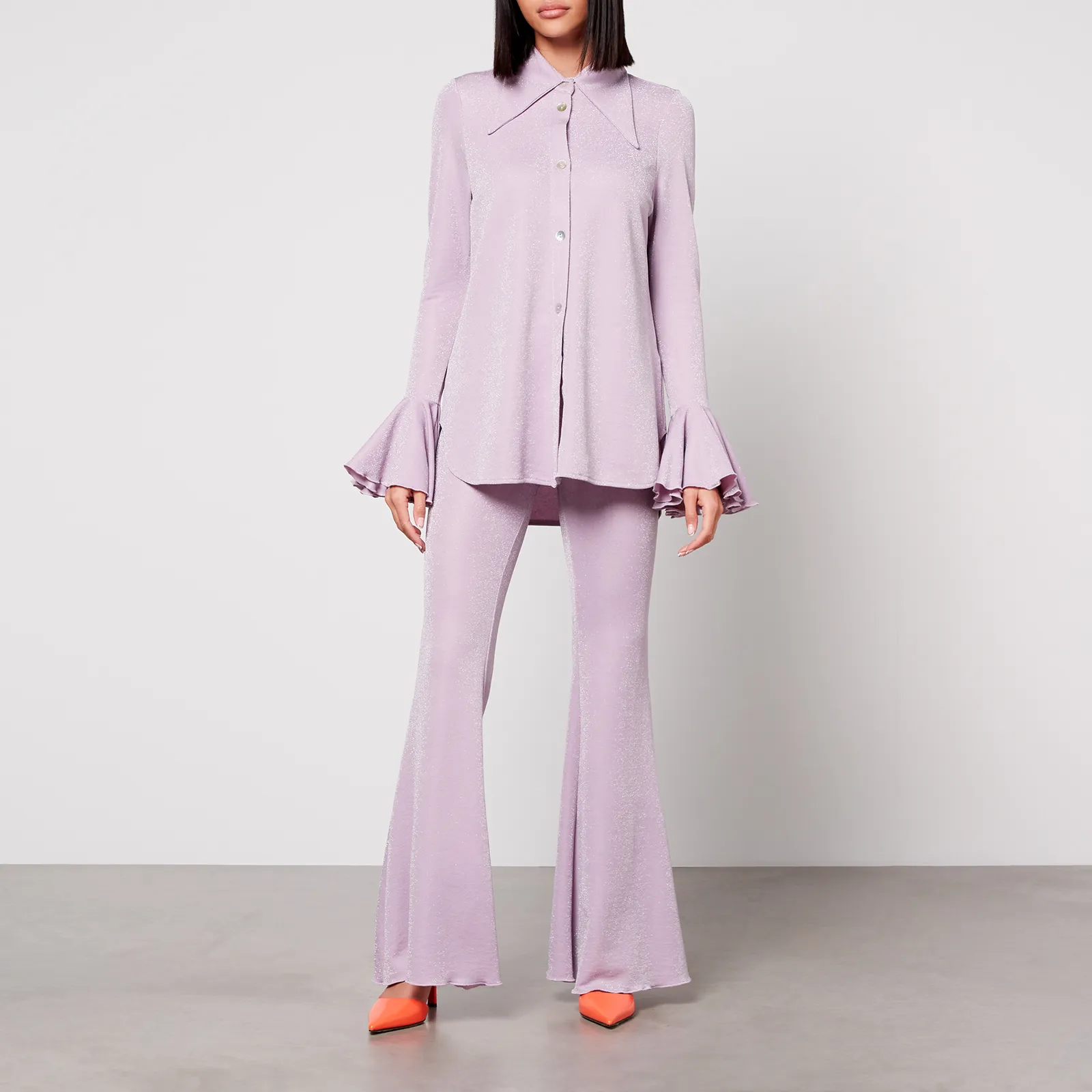 Sleeper Lurex Lounge Shirt and Trouser Set - XS | Coggles