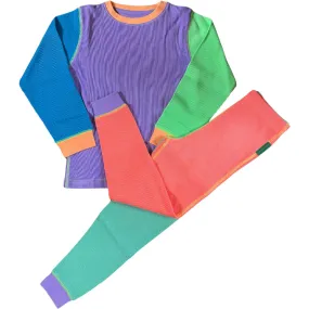 Slugs & Snails 90’s Dayglow Waffle Loungewear Set, Multicolors