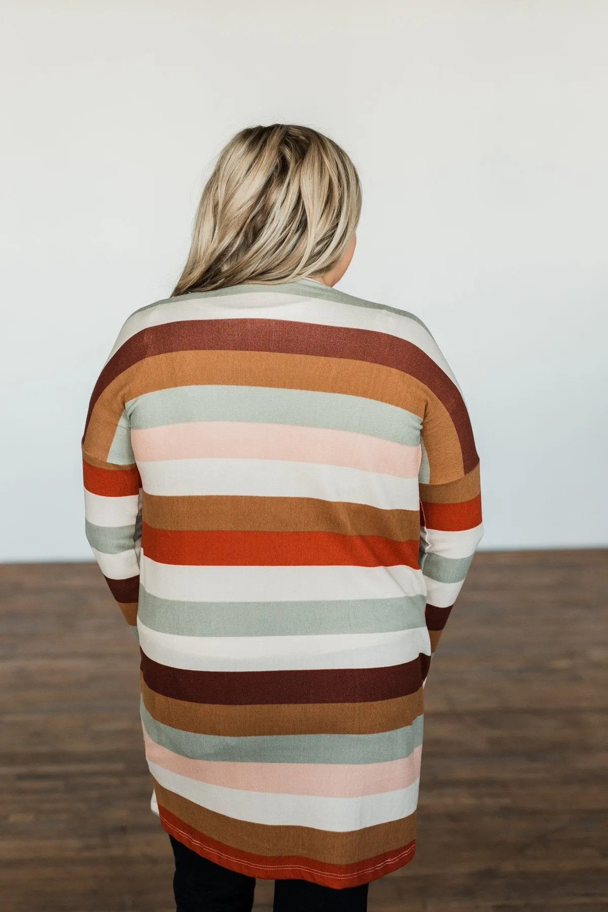 Smells Like Cider Striped Cardigan- Cream, Camel, Rust, & Sage