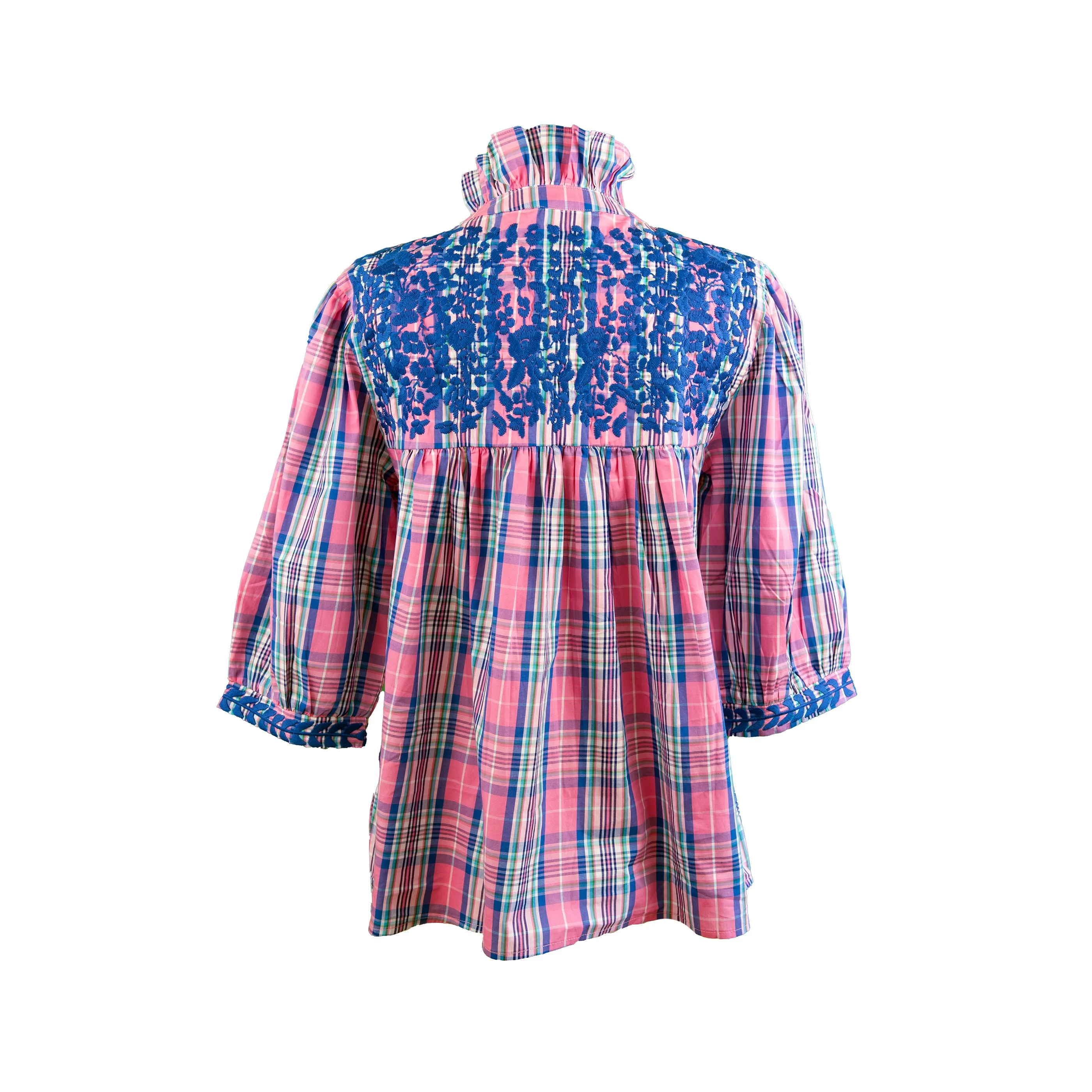 Spring Pink Plaid Tailgater Blouse (XS only)