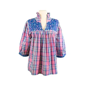 Spring Pink Plaid Tailgater Blouse (XS only)